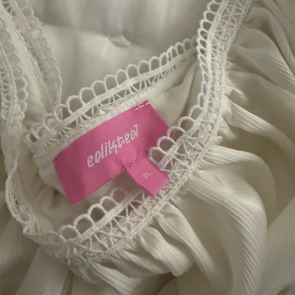 Edikted White Ruffled V-Neck Crop Top - Picture 5 of 5